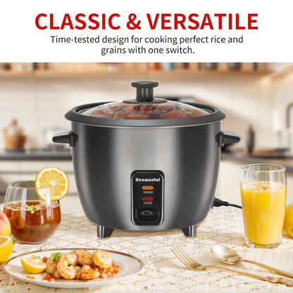 Rice Cooker & Yogurt Maker 1.5Qt – 6-Cup Non-Stick Electric Rice Cooker with Auto Keep Warm, One-Touch, Stainless Steel Liner, Steamer for Rice, Oatmeal, Soup & Yogurt