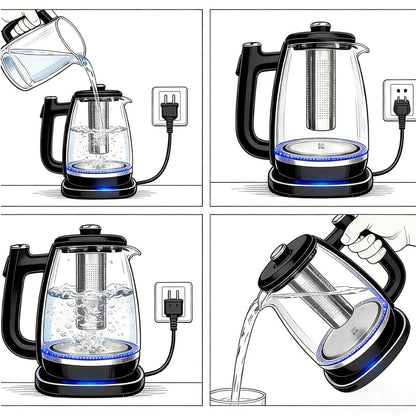 Electric Kettle 1150W Fast Heating – Removable Stainless Steel Filter, Overheat Protection & Easy to Clean, Versatile Hot Water Kettle for Coffee, Tea & Drinking Water, Ideal Kitchen Gift
