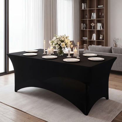 6 Pack Spandex Table Covers for 6ft Rectangular Tables – Fitted Stretch Tablecloths Wrinkle Resistant Washable Reusable for Wedding Party Banquet