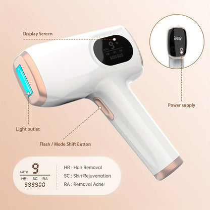 Sarisili AI01-12 IPL Hair Removal Device with Cooling Contact Area, Nine Levels and Manual or Auto Modes