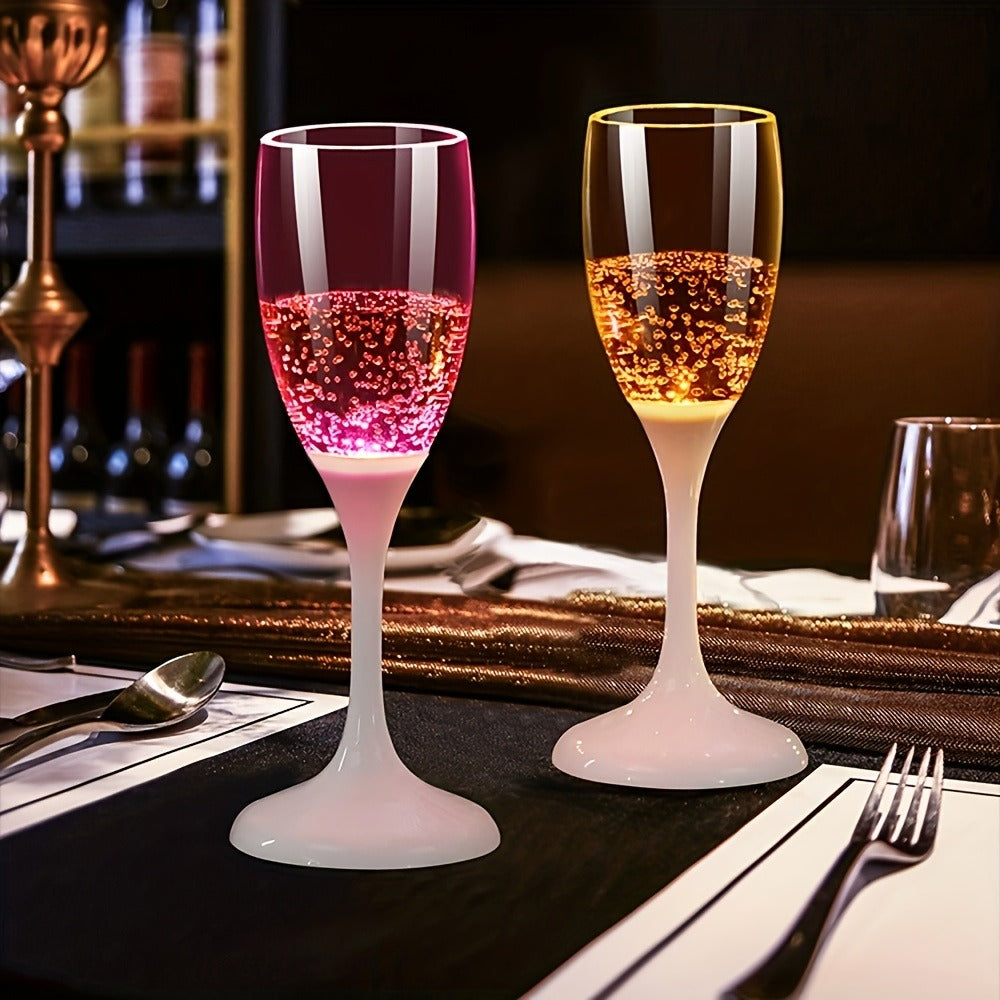 Six-Piece LED Light-Up Drinkware Set with Two Style Options: Champagne Flutes or Cocktail Glasses