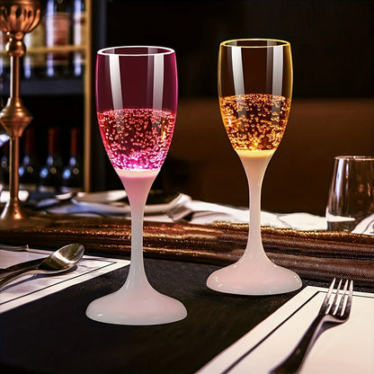 Six-Piece LED Light-Up Drinkware Set with Two Style Options: Champagne Flutes or Cocktail Glasses