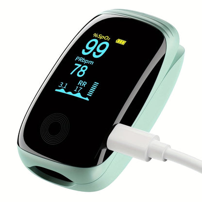 Rechargeable Fingertip Pulse Oximeter with Four-Parameter Display and Five Color Options from White to Blue