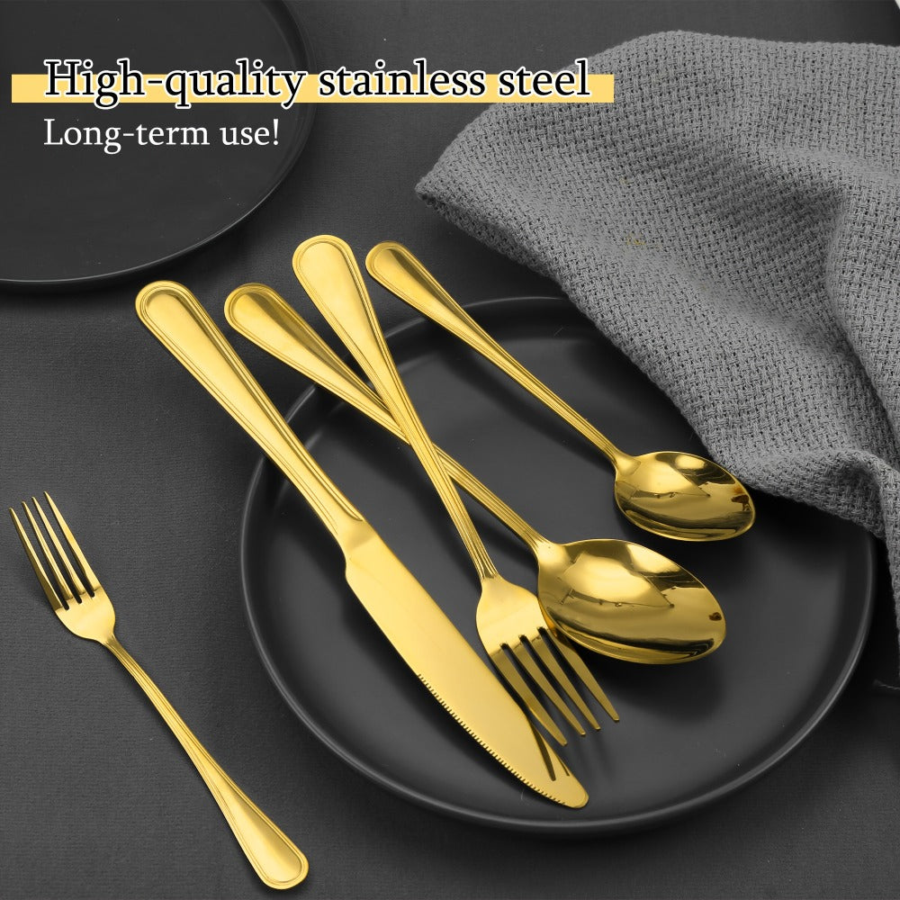 Large Flatware Set with 60-, 65- or 84-Piece Silver, Gold or Black Options and Chopstick Configurations
