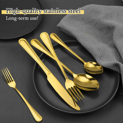 Large Flatware Set with 60-, 65- or 84-Piece Silver, Gold or Black Options and Chopstick Configurations