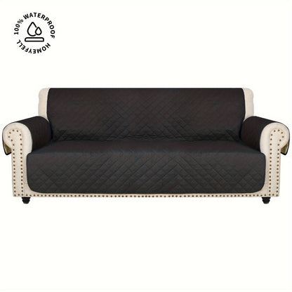 Sofa Cover Waterproof Quilted Microfiber Three-Seat Panel Set with Two Foam Tubes, Straps and Side Pocket