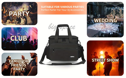 DJ Gig Bag with Removable Dividers, Padded Controller Mixer Carrying Case, Modular Interior, Touring Studio Travel Ready