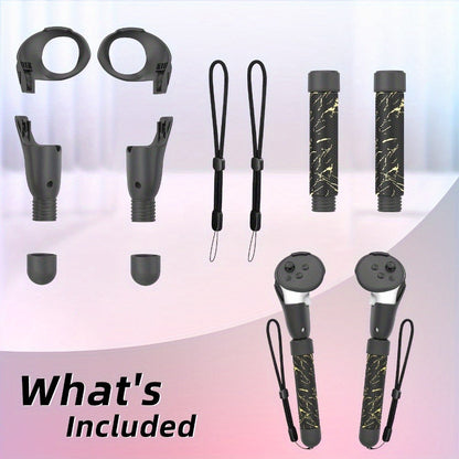 Meta Quest 3S Controller Handle Extension Grips, 3-in-1 VR Handle Attachments for Beat Saber, Golf+