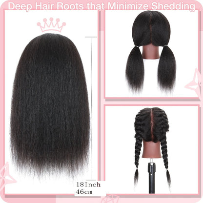 18-Inch Cosmetology Mannequin Head with Hair, Table Clamp, Comb and Sectioning Clips for Styling Practice