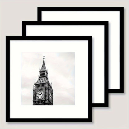 Three-Piece Square Picture Frame Set in Black or White with 8 x 8 or 12 x 12-Inch Wall Options