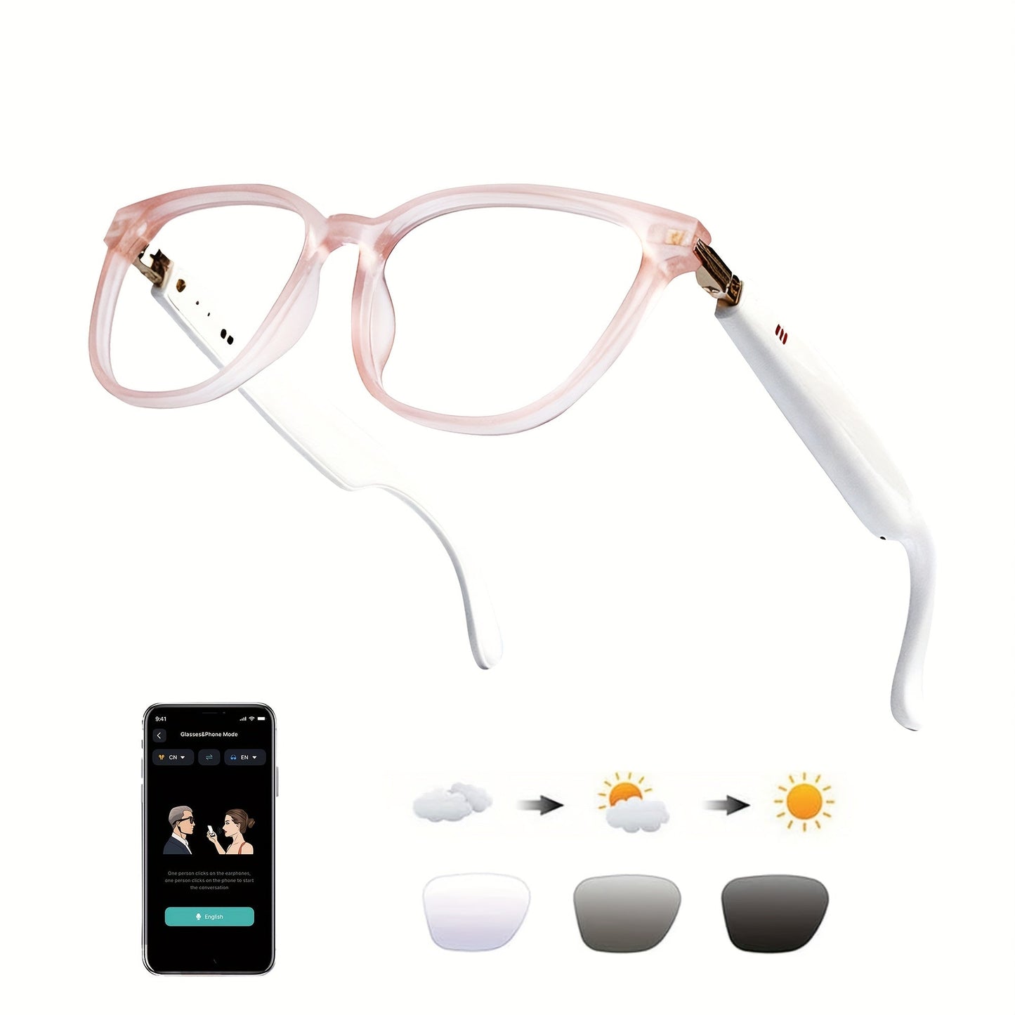 Smart Glasses 160-Language Translation Eyewear with Bluetooth 5.3 Open-Ear Audio and 18 Frame Options