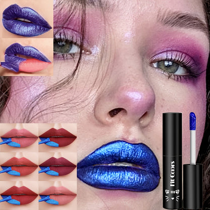 Lip Gloss Set by Fit Colors with 3 Bold Blue Matte Lip Colors and Two Retained Set Options