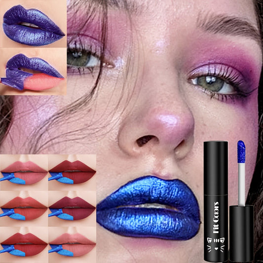 Bold Blue Matte Lip Gloss Set 3pcs Waterproof Long-Lasting Smudge-Proof Liquid Lipstick – Electric Blue Cobalt Shades Vegan Hypoallergenic Formula All Skin Tones Festival Makeup Women