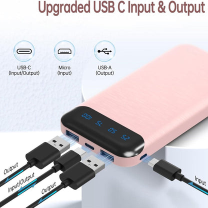 20000mAh Portable Power Bank 2-Pack with LED Display – Fast Charging Type-C & USB, Emergency Backup Battery for iPhone Android Phone Outdoor Travel Camping Gift