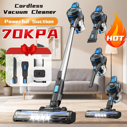 Stick and Handheld Vacuum Cleaner with LED Floor Head, Six Cordless Colors or Black Wired Model