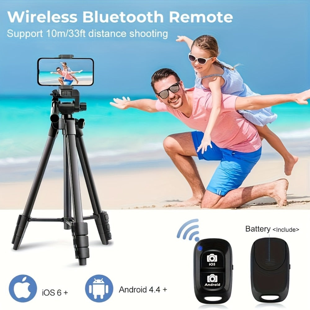 55 Inch Aluminum Tripod with Pistol Grip Head | Dual-Use Phone & Camera Travel Stand for iPhone Android DSLR Mirrorless Action Cam, Portable Lightweight Photography Tripod with Carry Bag