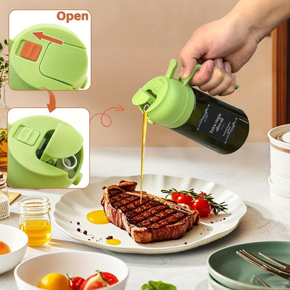 Two-Piece 16-Ounce Glass-Style Oil Dispenser and Sprayer Set in Three Color Configurations