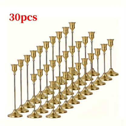 Copper Plated Candlestick Holders Bulk Set – Retro Minimalist Taper Candle Holders for Wedding Birthday Christmas Dining Table Fireplace Decor