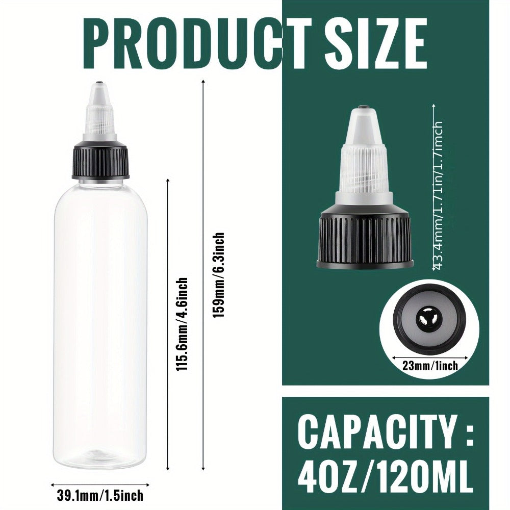 Squeeze Bottles 4oz 100 Pack with Twist Top Caps Empty Plastic Refillable Dispensing Bottles BPA Free for Hair Oil Essential Oil Condiment Sauce Lotion Skincare Salon Kitchen Restaurant Use