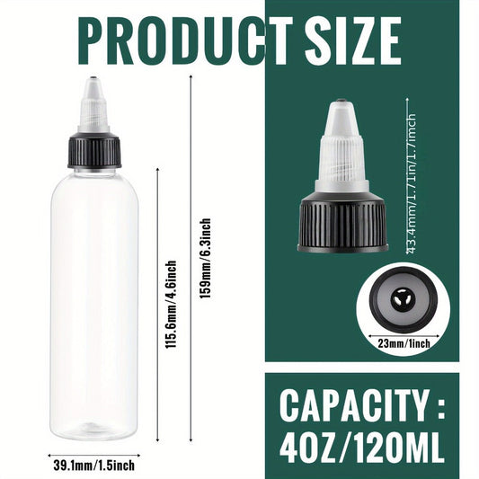 Squeeze Bottles 4oz 100 Pack with Twist Top Caps Empty Plastic Refillable Dispensing Bottles BPA Free for Hair Oil Essential Oil Condiment Sauce Lotion Skincare Salon Kitchen Restaurant Use