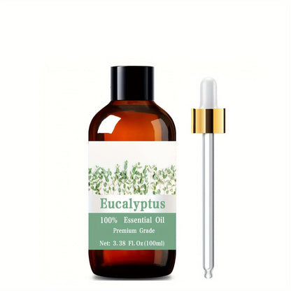 Essential Oil Eucalyptus 100ml Dropper Bottle with Fresh Minty Scent for Diffuser and Diluted Massage