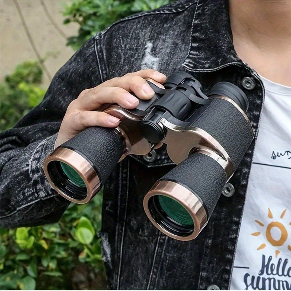 Brown-and-Black 10x50 Binoculars with 26mm Eyepieces, Center Focus Wheel and Textured Hand Grips