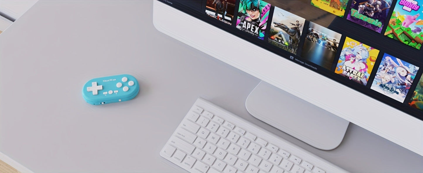 Mini Keychain Gaming Controller Bluetooth Mobile iOS Android - Gyroscope Axis Turbo Dual Vibration Wake Function 180mAh 5-Hour Battery Portable Pocket Gamepad