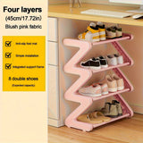 Dawn Pink - Four-Tier Shoe Rack [Upgraded Metal Tubes - Thickened and Hardened Plastic Parts]