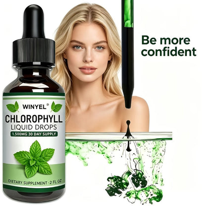 Herbal Supplements with WINYEL Label, Liquid Chlorophyll Drops in One Amber Dropper Bottle