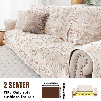 Sofa Cover Quilted Faux Rabbit Fur Plush Panels in 35.43-Inch Width with Seat, Pillowcase and Two-Piece Options