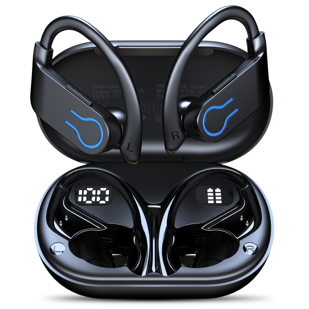 Wireless Earbuds TWS Earhooks with Semi-Open Back, ENC Calls, LED Case and Touch Volume in Two Colors