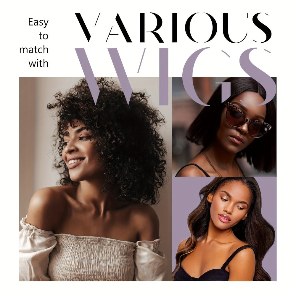 Velvet Wig Grip Caps, Three-Piece Adjustable Set in Light Beige, Beige, Black, Brown or Coffee