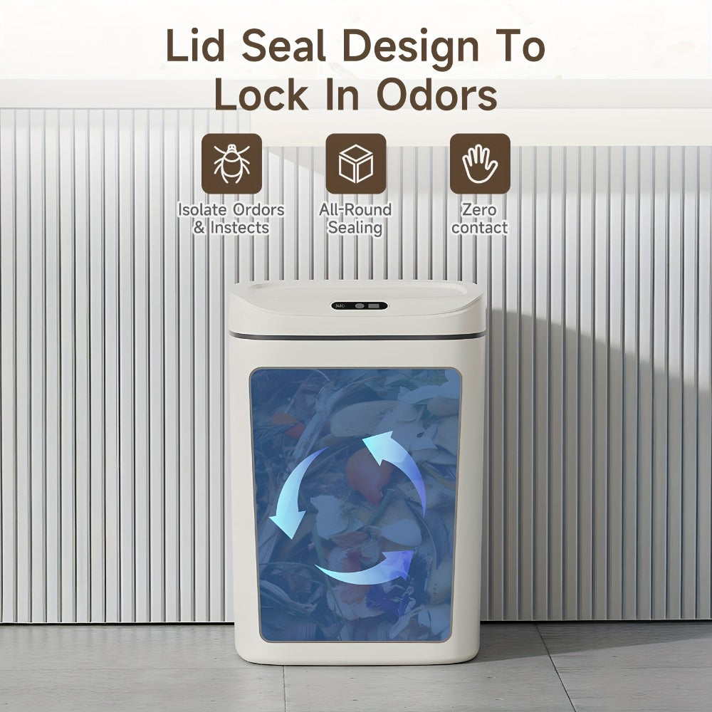 Motion Sensor Trash Can Touchless – Smart Hands-Free Trash Bin with Sealing Lid & Odor-Blocking Technology, Trash Bag Fixing Ring, Easy Clean Durable Design for Kitchen, Office & Bathroom