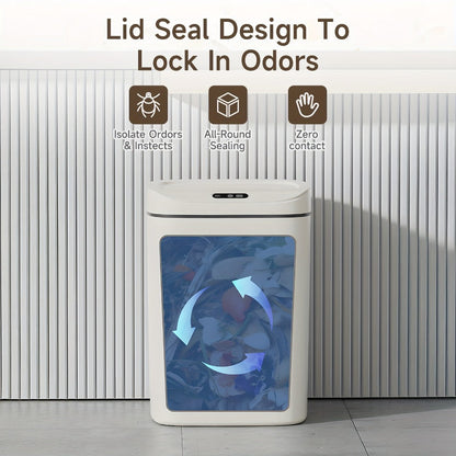 Motion Sensor Trash Can Touchless – Smart Hands-Free Trash Bin with Sealing Lid & Odor-Blocking Technology, Trash Bag Fixing Ring, Easy Clean Durable Design for Kitchen, Office & Bathroom