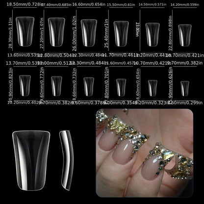 Press On Nails 10-Piece Duckbill Acrylic Set with White French, Floral and AB Shimmer Designs in S, M or L