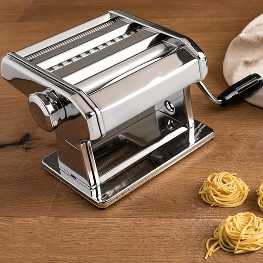 Manual Pasta Maker Machine Stainless Steel – Hand Crank Pasta Roller for Spaghetti Fettuccine Lasagne Noodles, Adjustable Thickness, Anti-Slip Handle, Fresh Homemade Pasta Kitchen Gadget Gift for Foodies