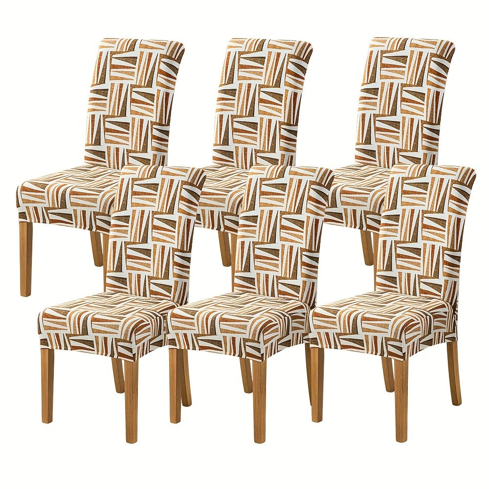 Printed Stretch Dining Chair Covers in Ten Patterns with Four- or Six-Piece Set Checkouts for Parsons Chairs