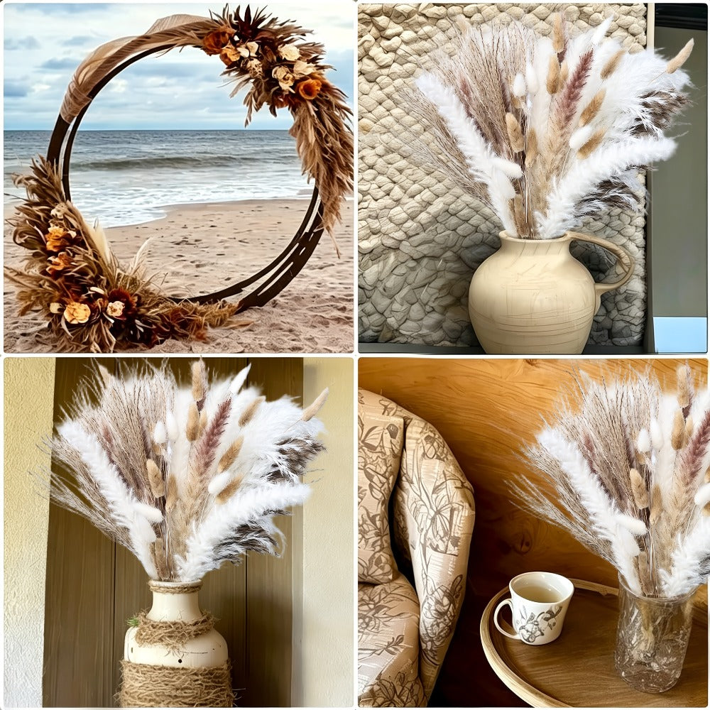 Dried Pampas Grass Decor Bouquet – Natural Fluffy Pampas Stems for Boho Wedding Centerpiece, Living Room Vase Filler, Nursery & Home Decor, Aesthetic Dried Flowers Arrangement, 110 or 300 Pcs