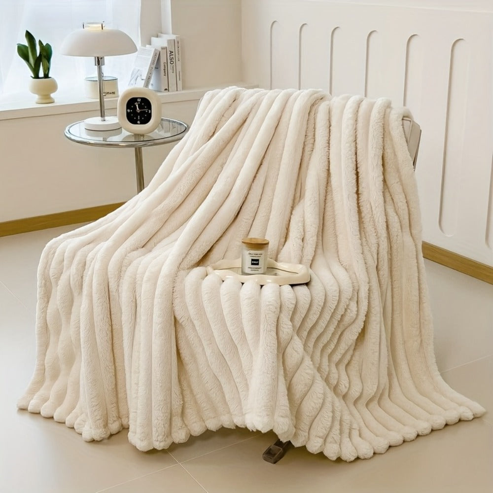 Reversible Faux Rabbit Hair Blanket in Four Colors and Five Sizes from 39 x 60 to 108 x 90 Inches