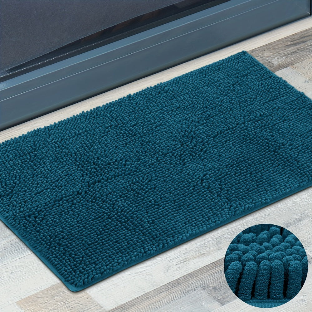 Chenille Doormat Absorbent Non-Slip Washable Indoor Outdoor Mat - Soft Shaggy Entryway Rug for Muddy Paws, Pets & Dogs | Machine Washable Front Door Mat in 18 Colors & 5 Sizes | Anti-Slip Rubber Backing