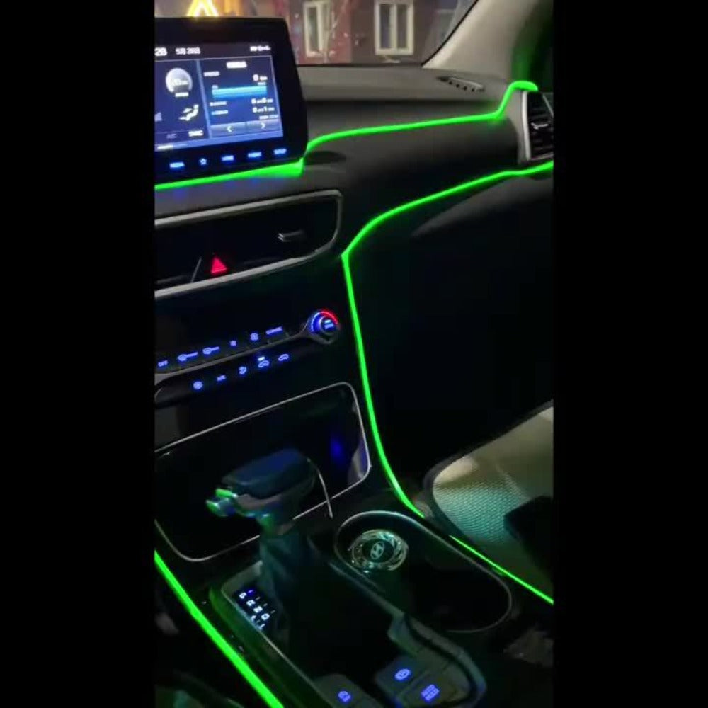 7-Color LED Car Interior Light Strip 118" Flexible USB 5V App Control Music Sync RGB Neon Ambient Lighting for Dashboard Center Console Decoration, Cars Trucks SUVs Tech Enthusiast Upgrade