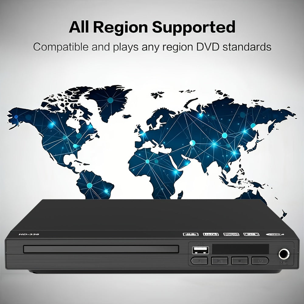 Dual Output HDMI DVD Player for Home TV 1080P – Region Free Mini DVD Player with USB Port, HDMI & RCA Output, Plays DVD VCD CD MP3 JPEG, Remote Control + HDMI & RCA Cables Included, Black
