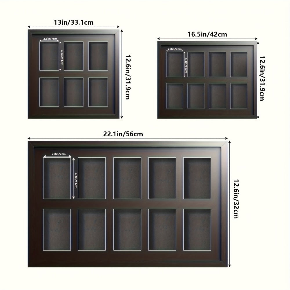 Wall-Mounted Trading Card Display Frame with Wood-Fiber Construction and 1, 2, 4, 6 or 10 Grid Options