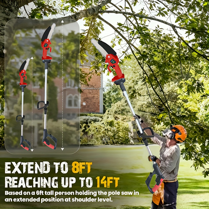 Cordless 3-in-1 Pole Saw, Mini Chainsaw and Blower Set in Yellow, Red-Black or Black Packages