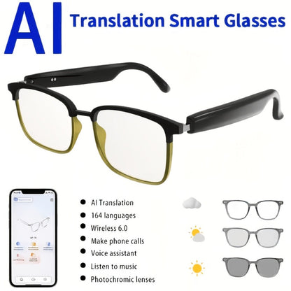 Smart Glasses Translation Eyewear with 160 Listed Languages, Open-Ear Audio and Four Frame Options