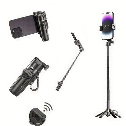 16-Inch Selfie Stick Tripod with One-Click Folding Grip, Rotating Clamp, Remote and Two Colors