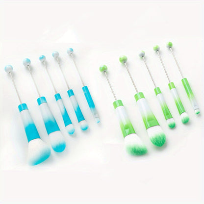 Makeup Brush Set, 10-Piece Bead-Ready ABS Handle Collection with Polyester Bristles and Eleven Color Options