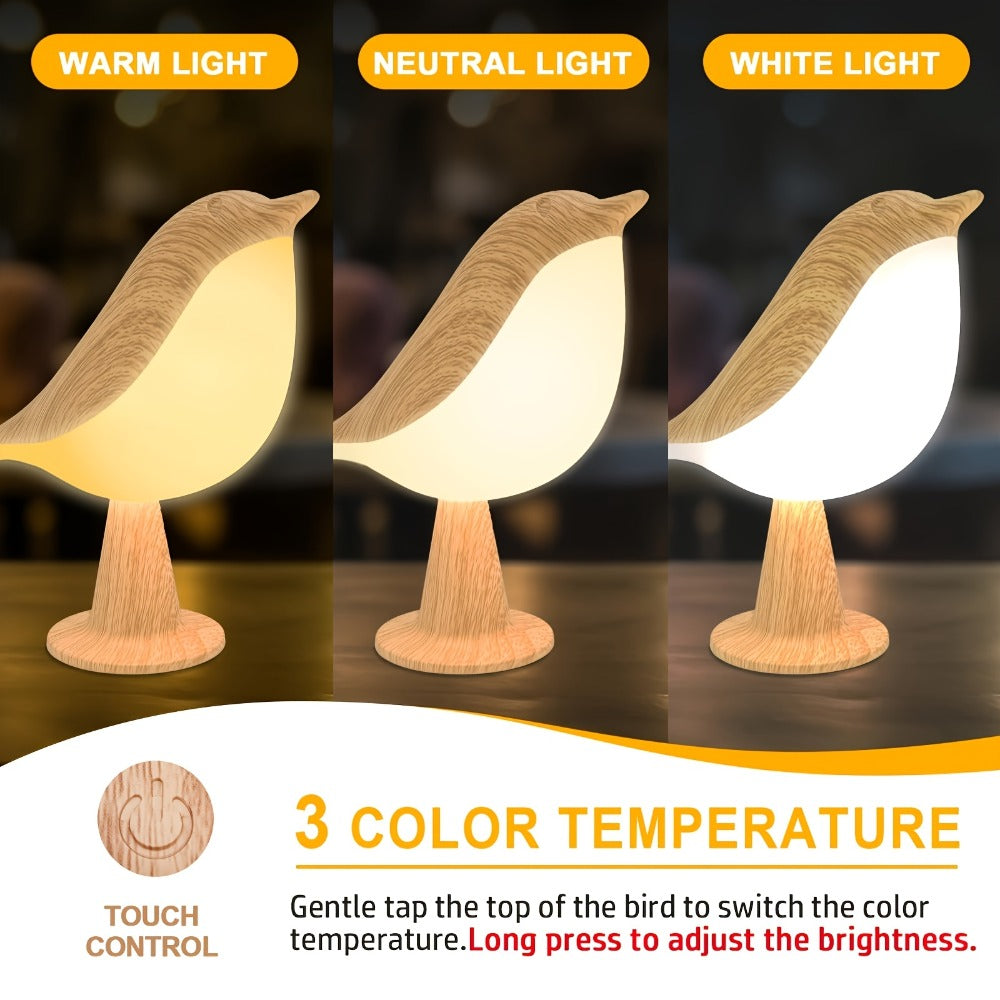 Magpie Bird Desk Lamp 2 Pack 16 Color Dimmable Cordless Night Light USB Charging Touch Control with Aromatherapy Diffuser Function for Bedroom Valentine Gift Festival Home Decor