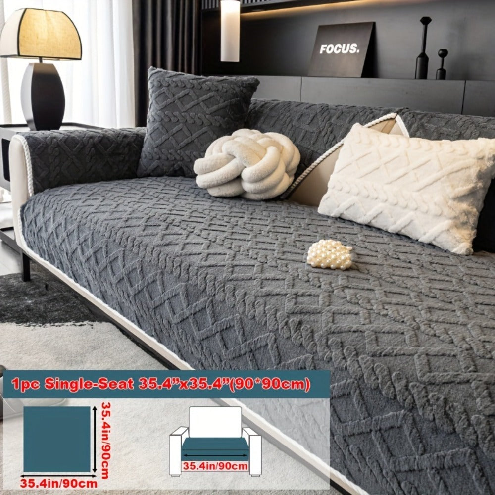 Sofa Cover Plush-Texture Modular Panels for Single to 4 Seats, Backrest, Armrest or Throw Pillow