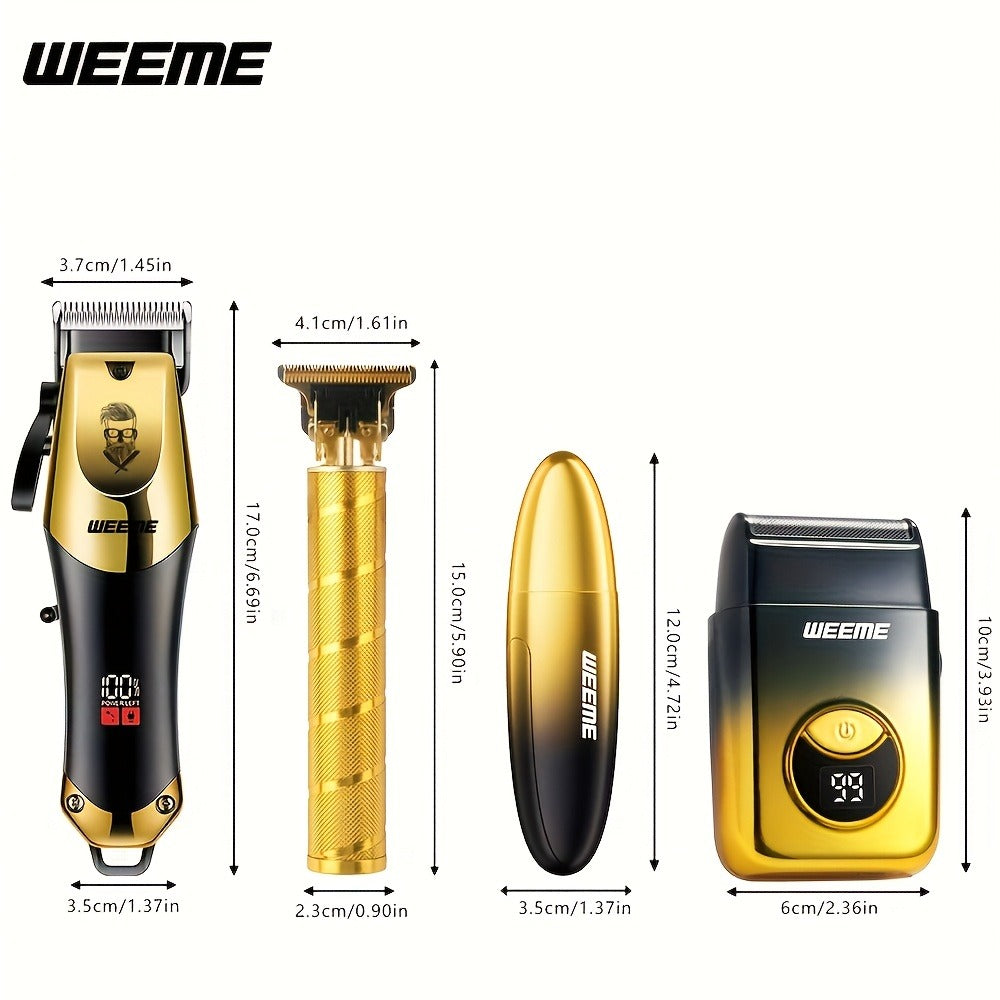 Hair Clippers & Trimmers WEEME Two- or Three-Piece Set with T-Blade, Foil Shaver, USB Charging and Color Options
